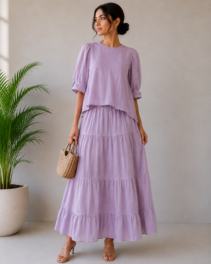 Round Neck Crop Top With Skirt