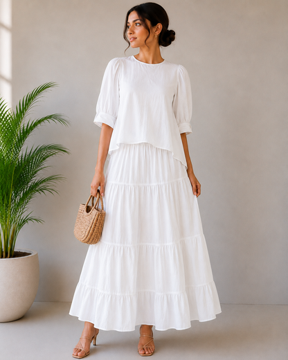 Round Neck Crop Top With Skirt