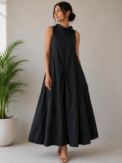 Collar Sleeveless Long Dress