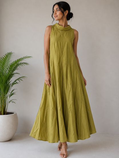 Collar Sleeveless Long Dress