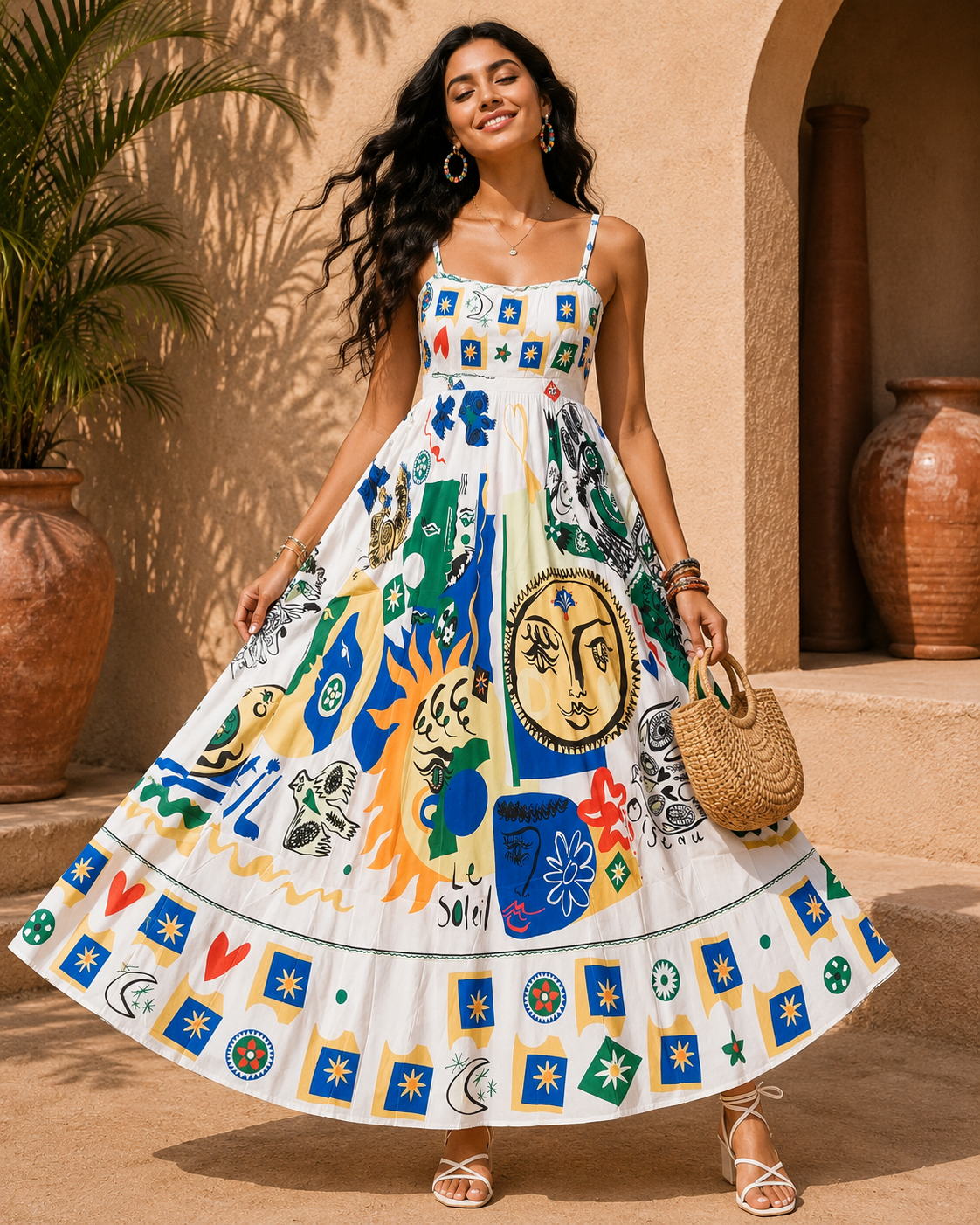 Pretty Sun Print One Strip Dress