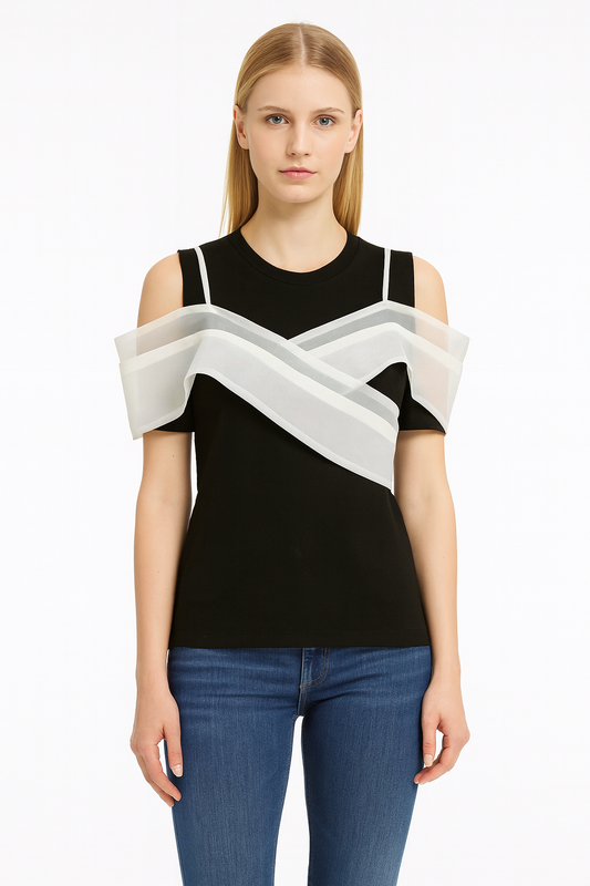 Black and white two layer top