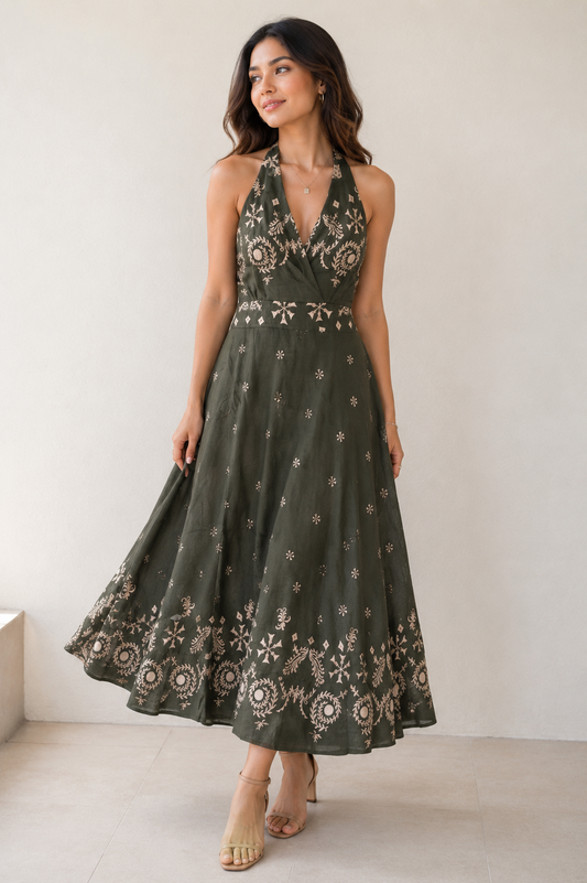 Olive Muse Flare Dress