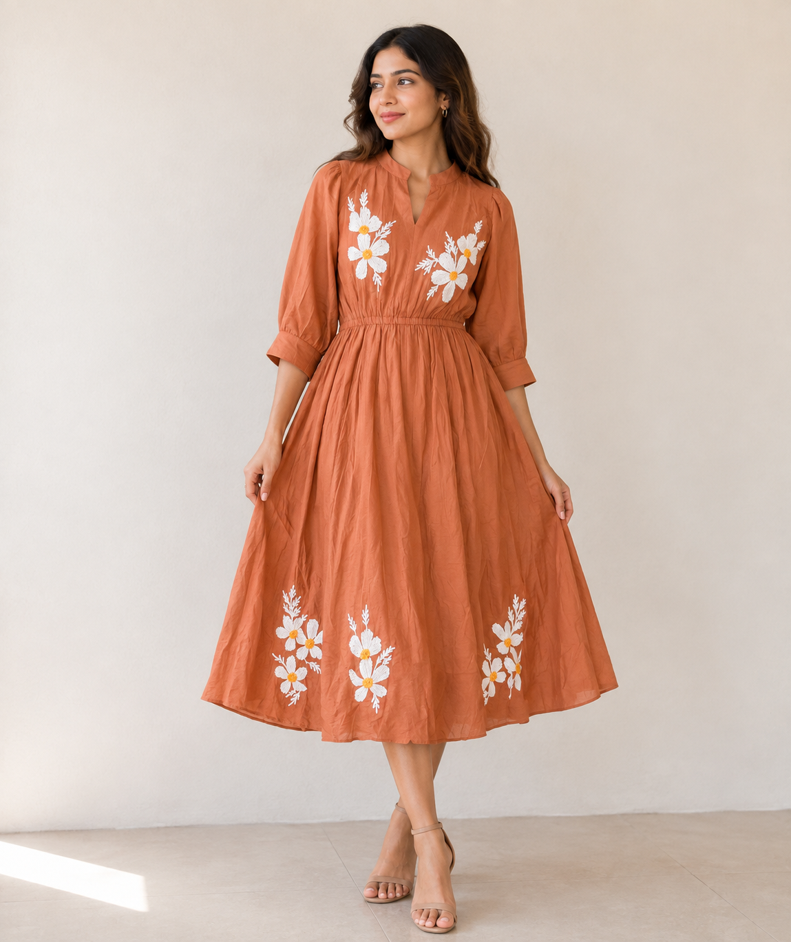 Cinnamon Blossom Midi Dress