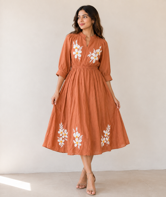 Cinnamon Blossom Midi Dress