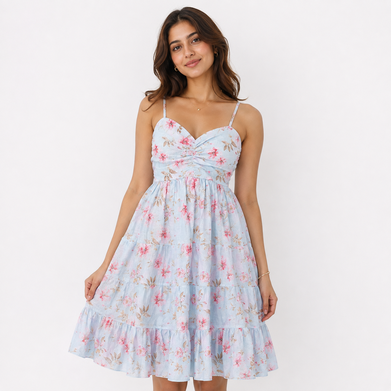 Blue Flower Print Dress