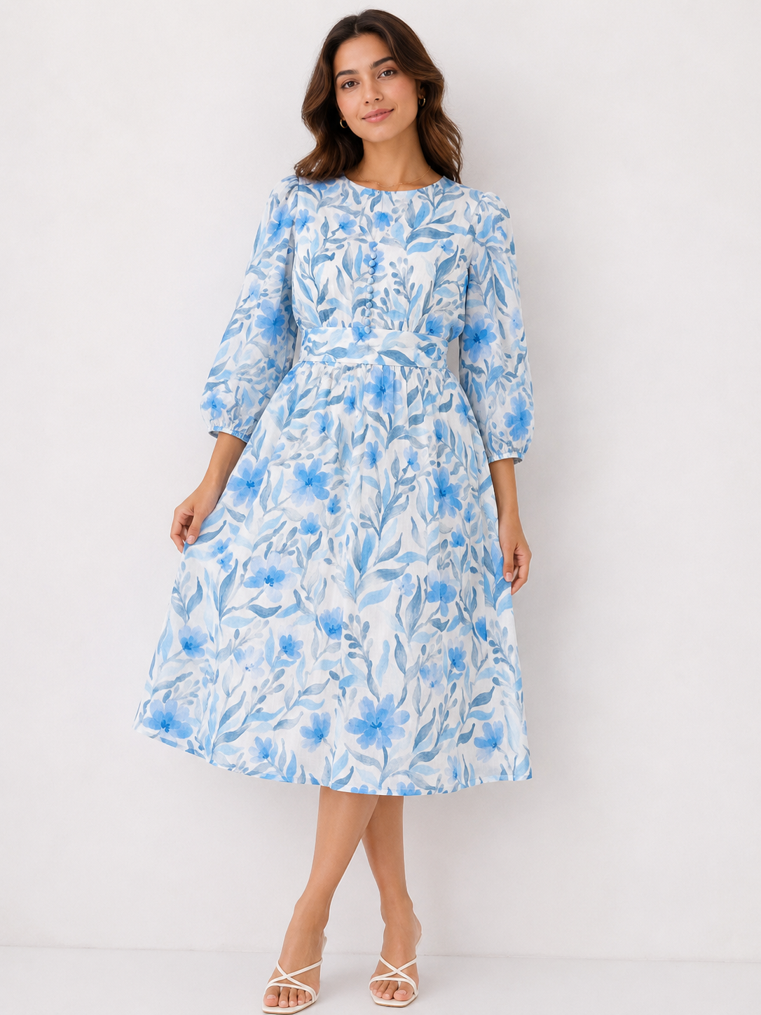 Blue Willow Floral Dress
