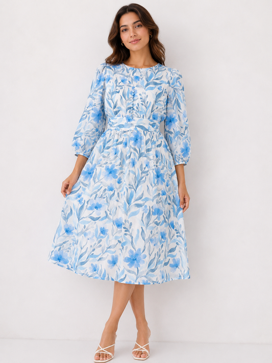 Blue Willow Floral Dress