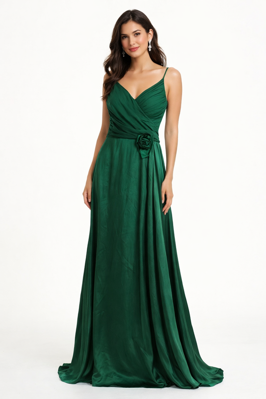 Shiny Green Long One-Piece Dress