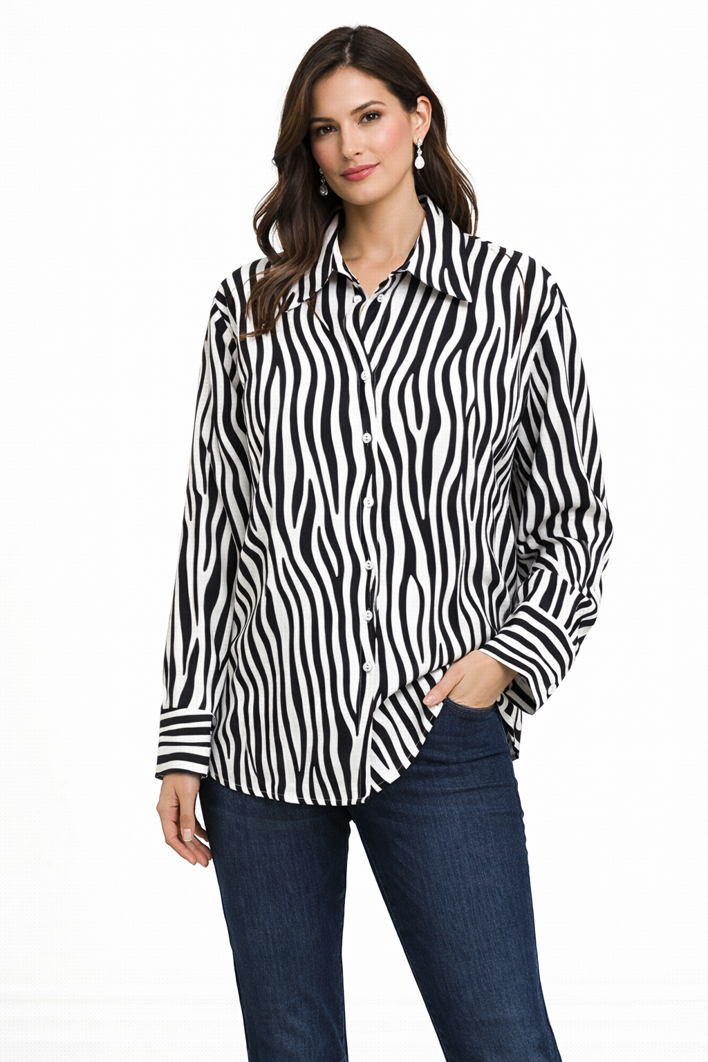 Zebra Print Shirt For Women