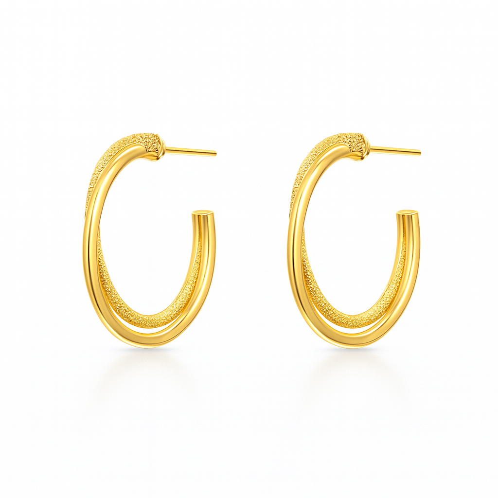 Dual c style golden stud earring