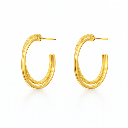 Dual c style golden stud earring