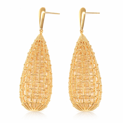 Lattice Glow Gold Drop Earrings