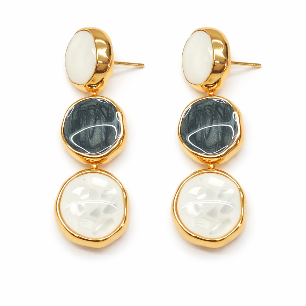 Aurora Triple Disc Drop Earrings
