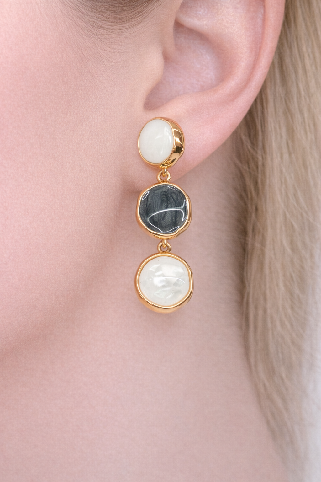 Aurora Triple Disc Drop Earrings