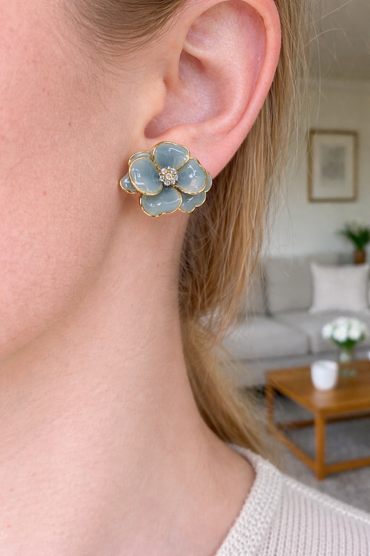 Midnight Petal Floral Studs