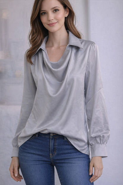 Long Hand Silk Shirt For Women