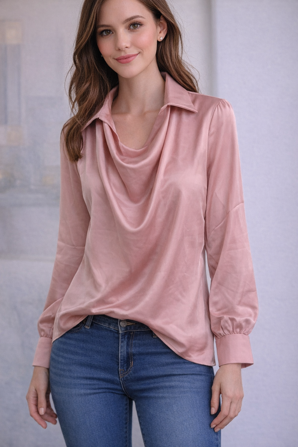 Long Hand Silk Shirt For Women