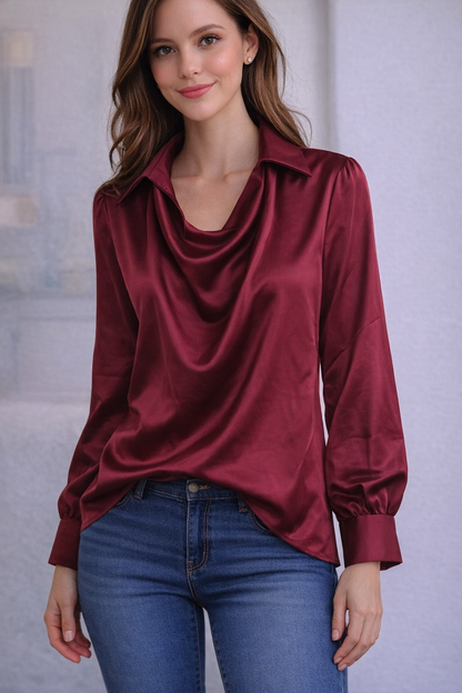 Long Hand Silk Shirt For Women