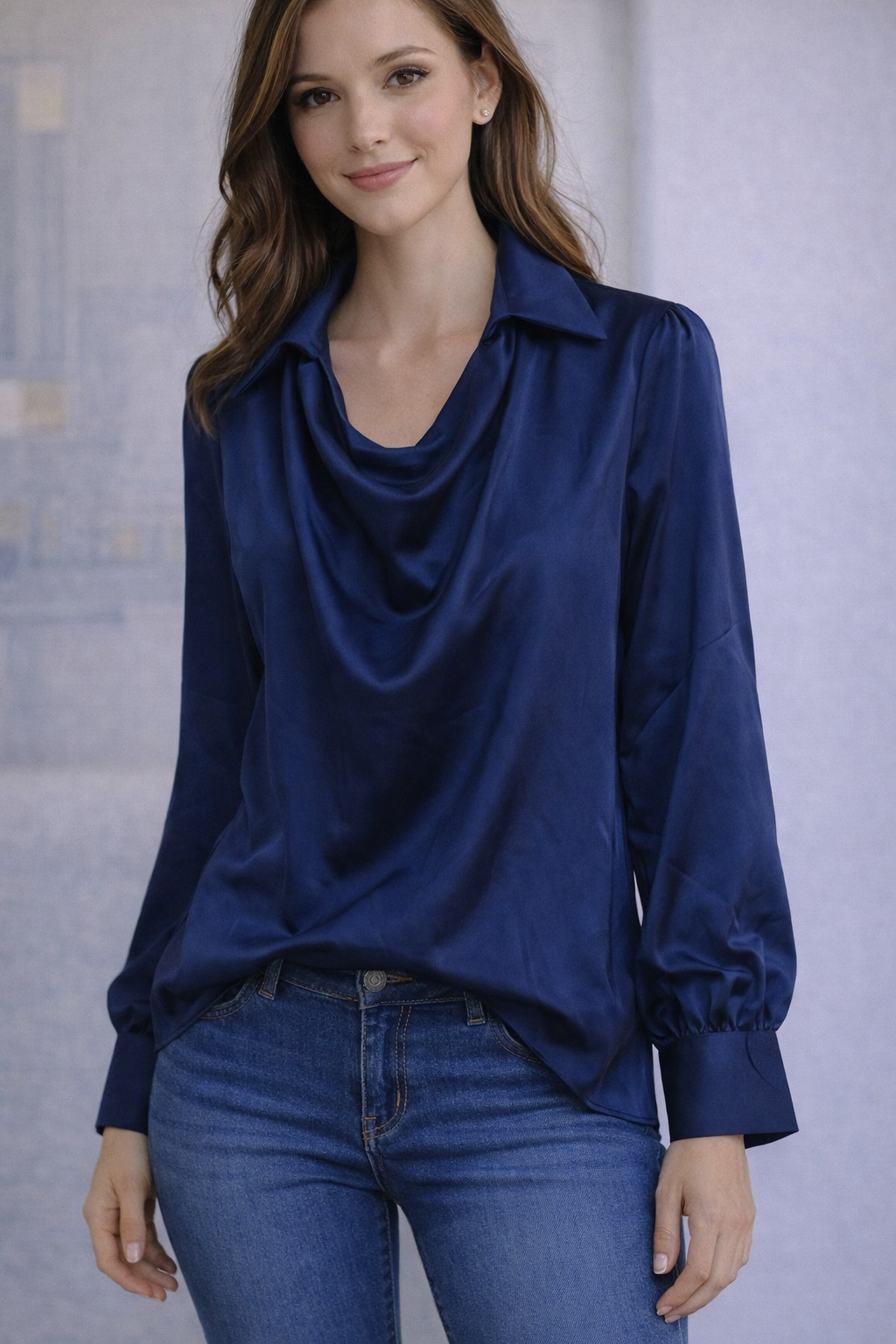 Long Hand Silk Shirt For Women