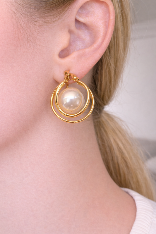 Ethereal Pearl Circle Earrings