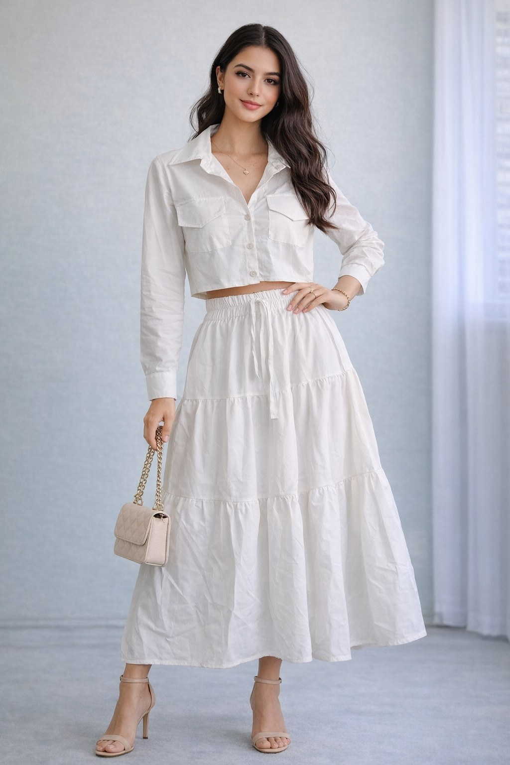Crop Top And Skirt Set For Ladies