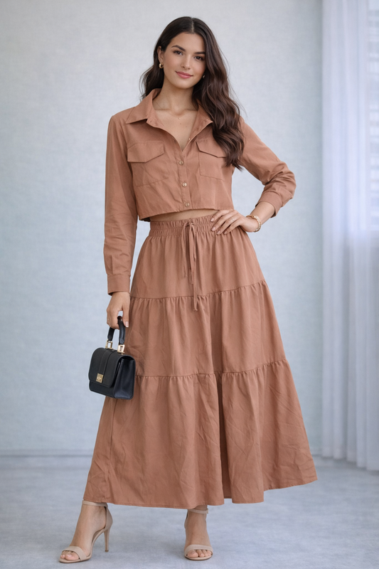 Crop Top And Skirt Set For Ladies