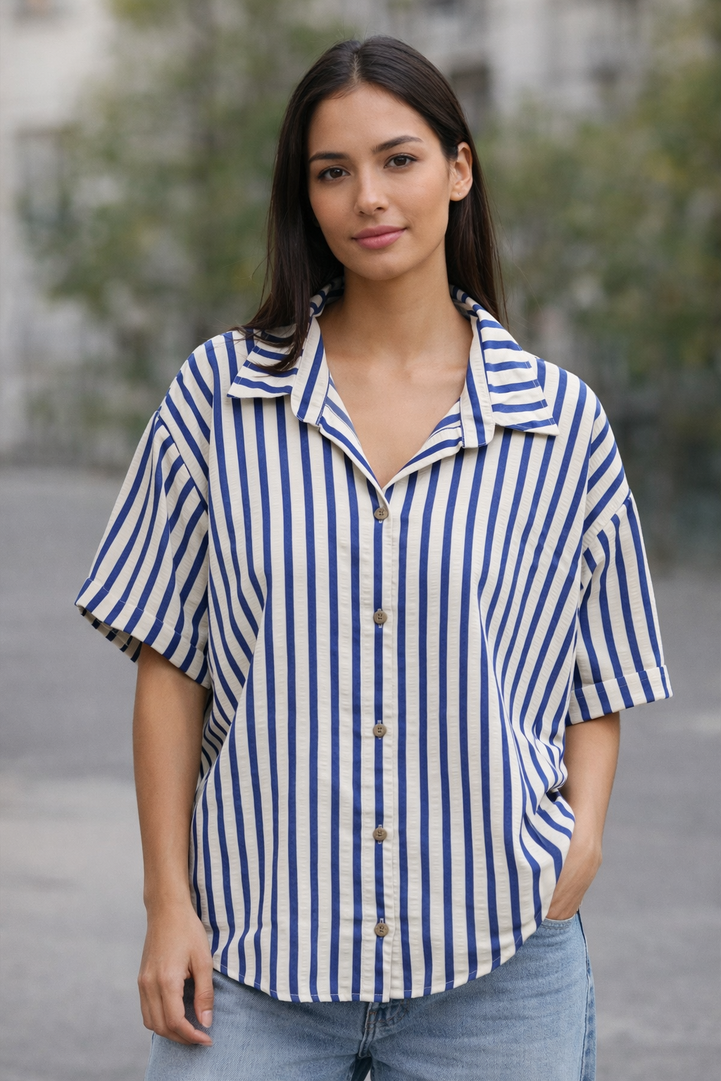 Pretty Look Small Line Print Shirt