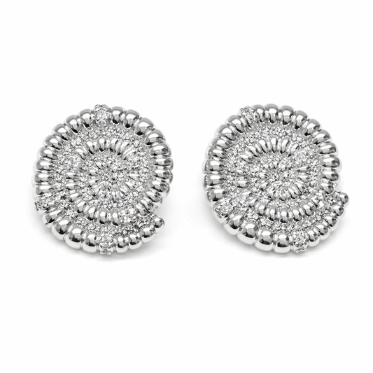 Silver Halo Crystal Stud Earrings
