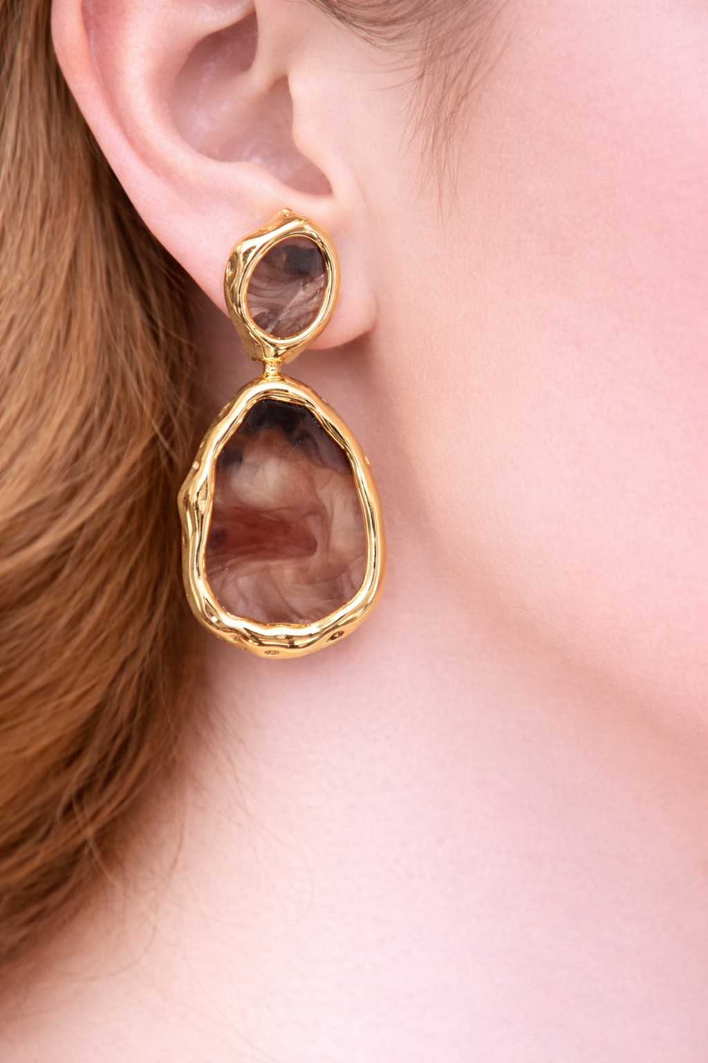 Aura Mist Gold Frame Earrings