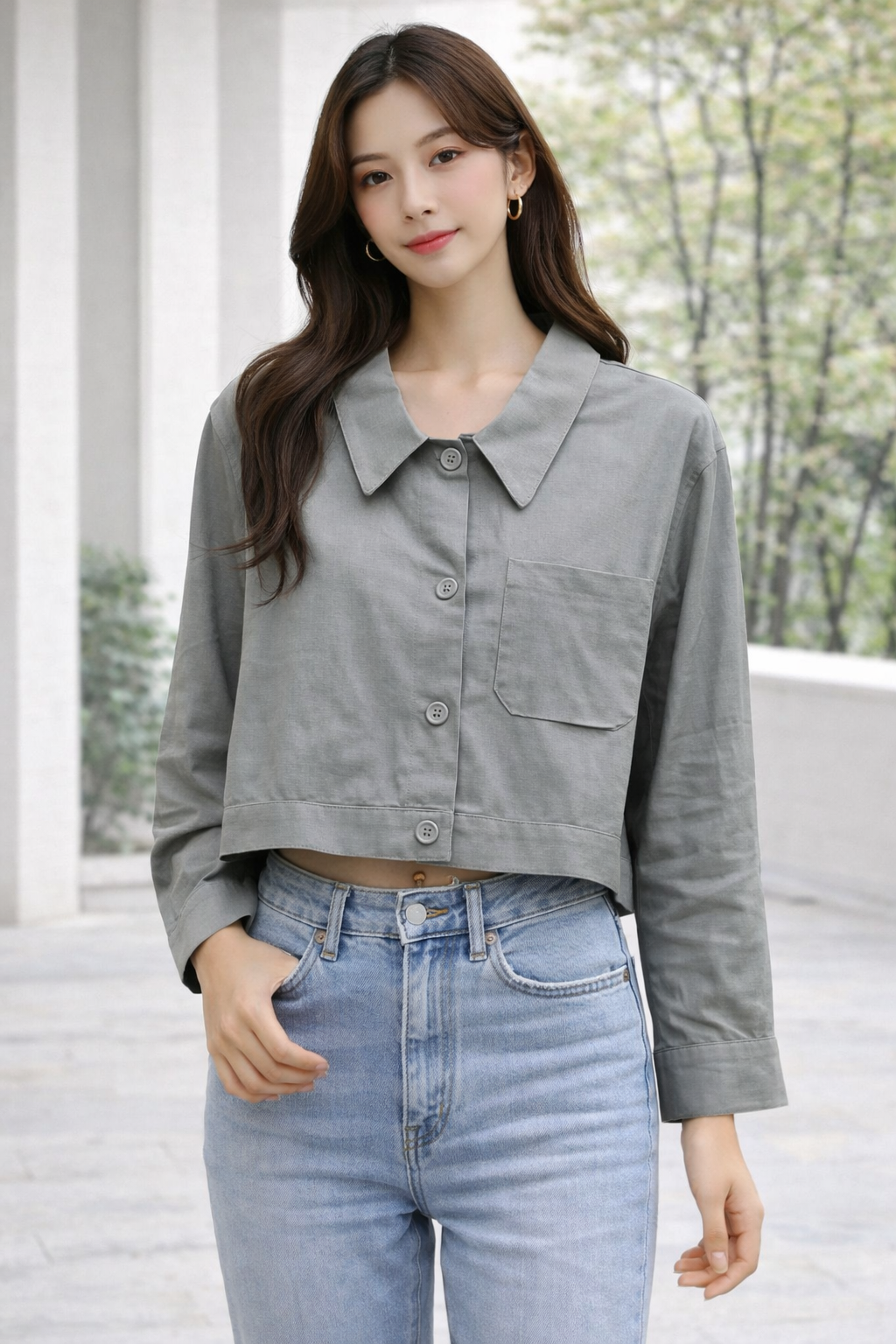 Shirt for women with one side pocket