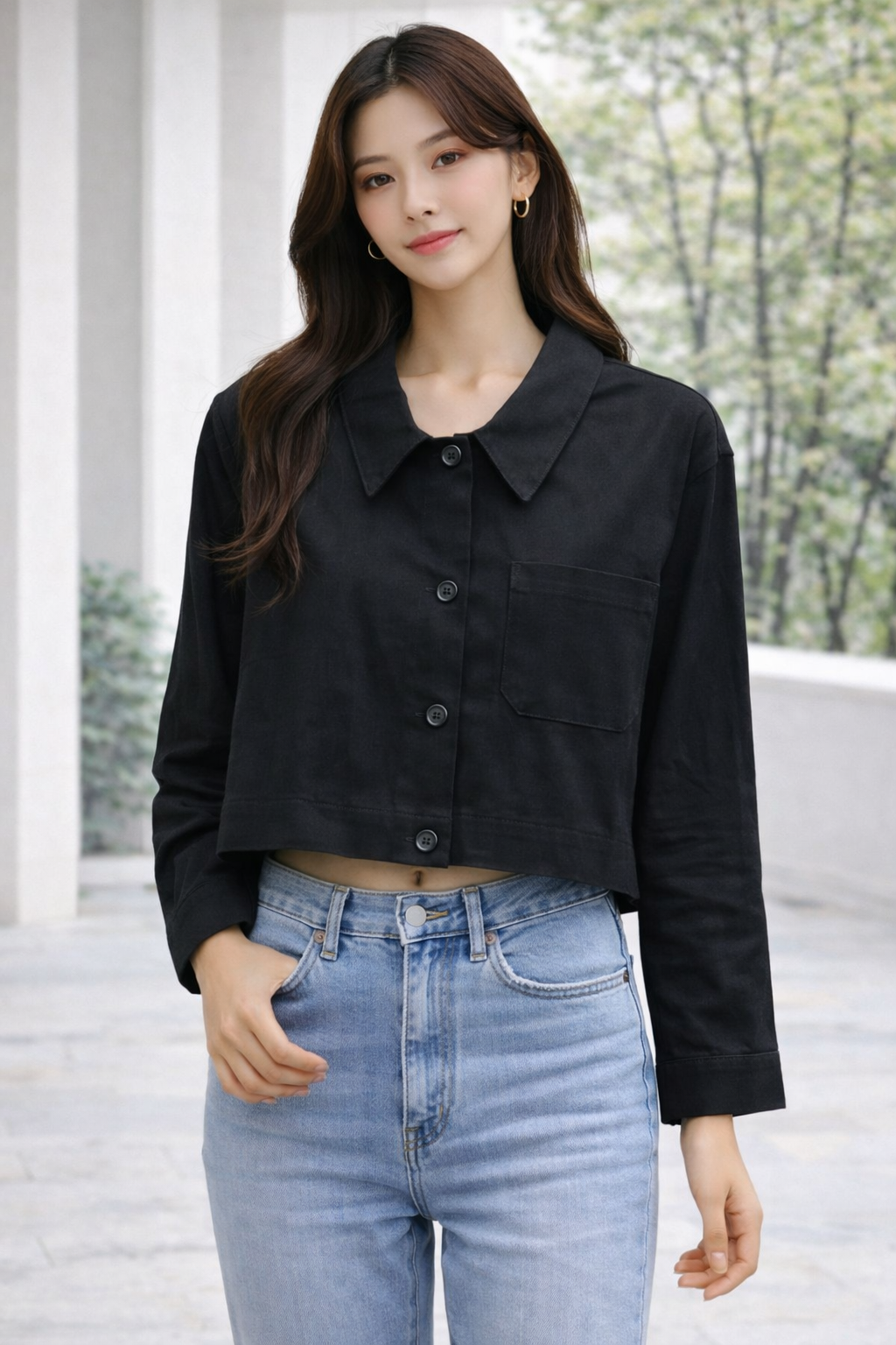 Shirt for women with one side pocket