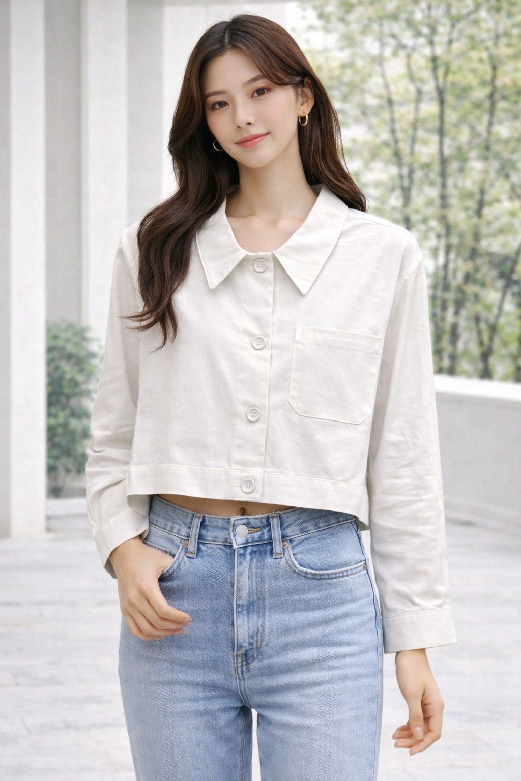 Shirt for women with one side pocket