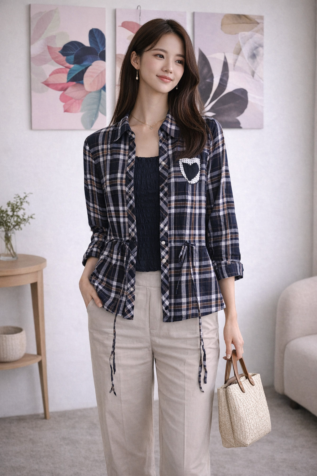 Chest Print Brown Crop Shirt For Girls