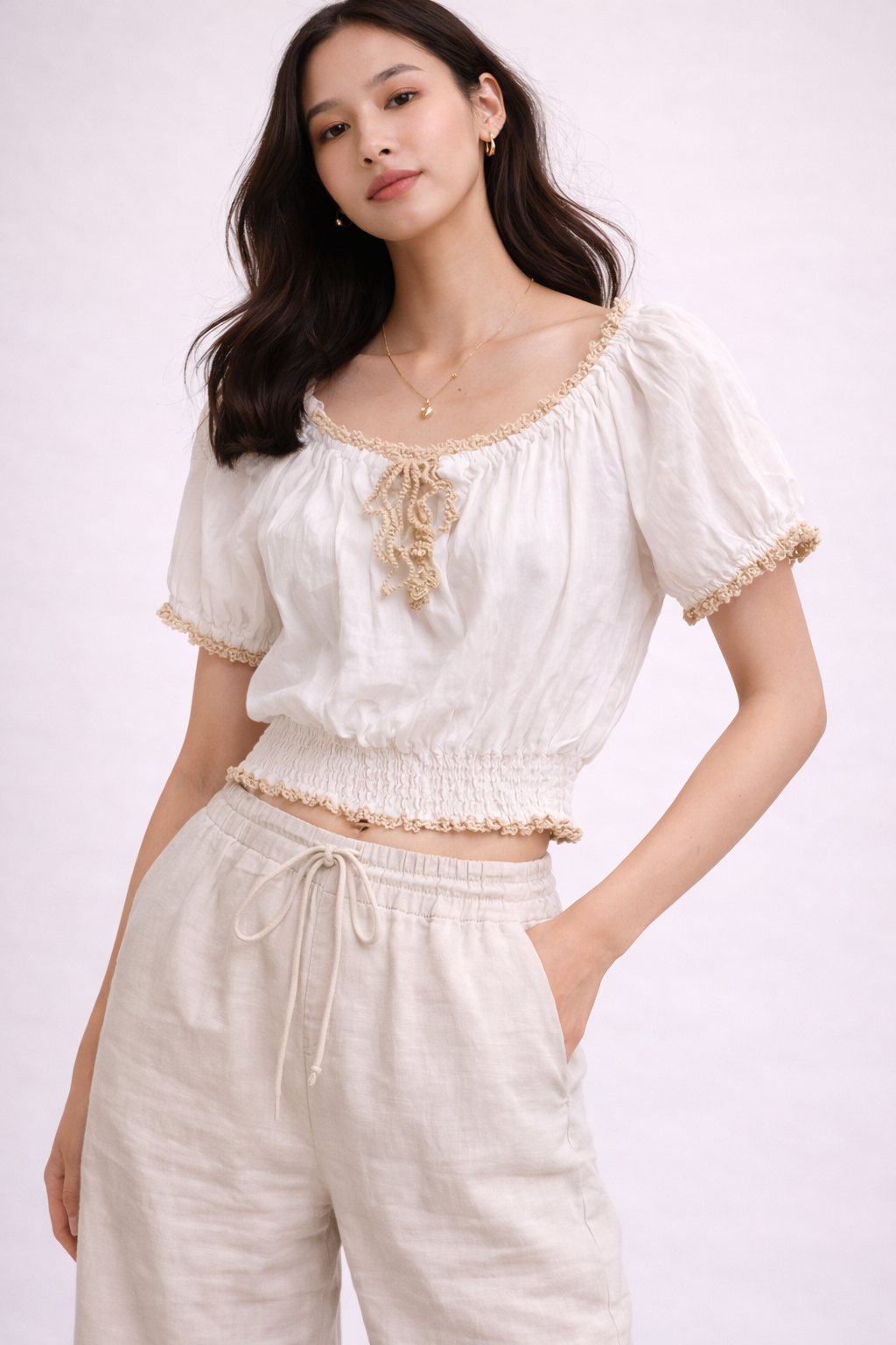 White Simple Top For Girls