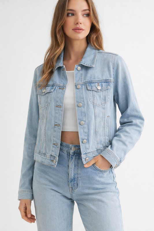 Lite Blue Denim Shirt For Girls