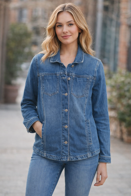 Royal Blue Jeans Shirt For Girls