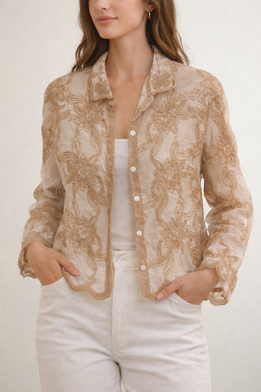 Stylish Brown Shirt Embroidery Shirt For Girls