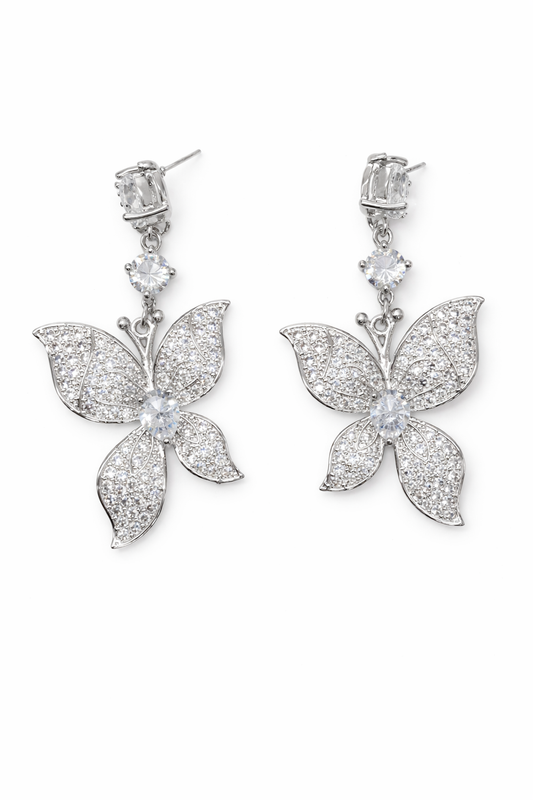Sparkling butterfly drop earring
