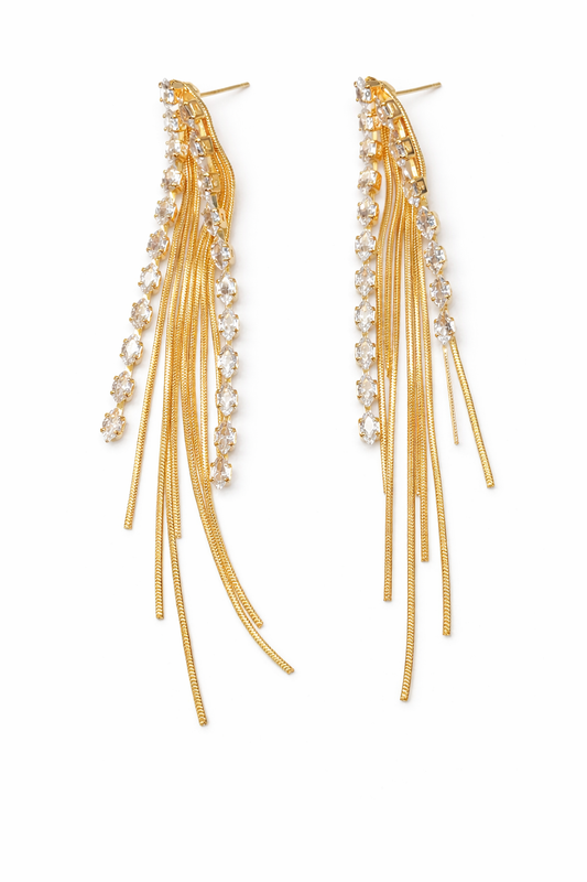 Golden waterfall tassel earrings