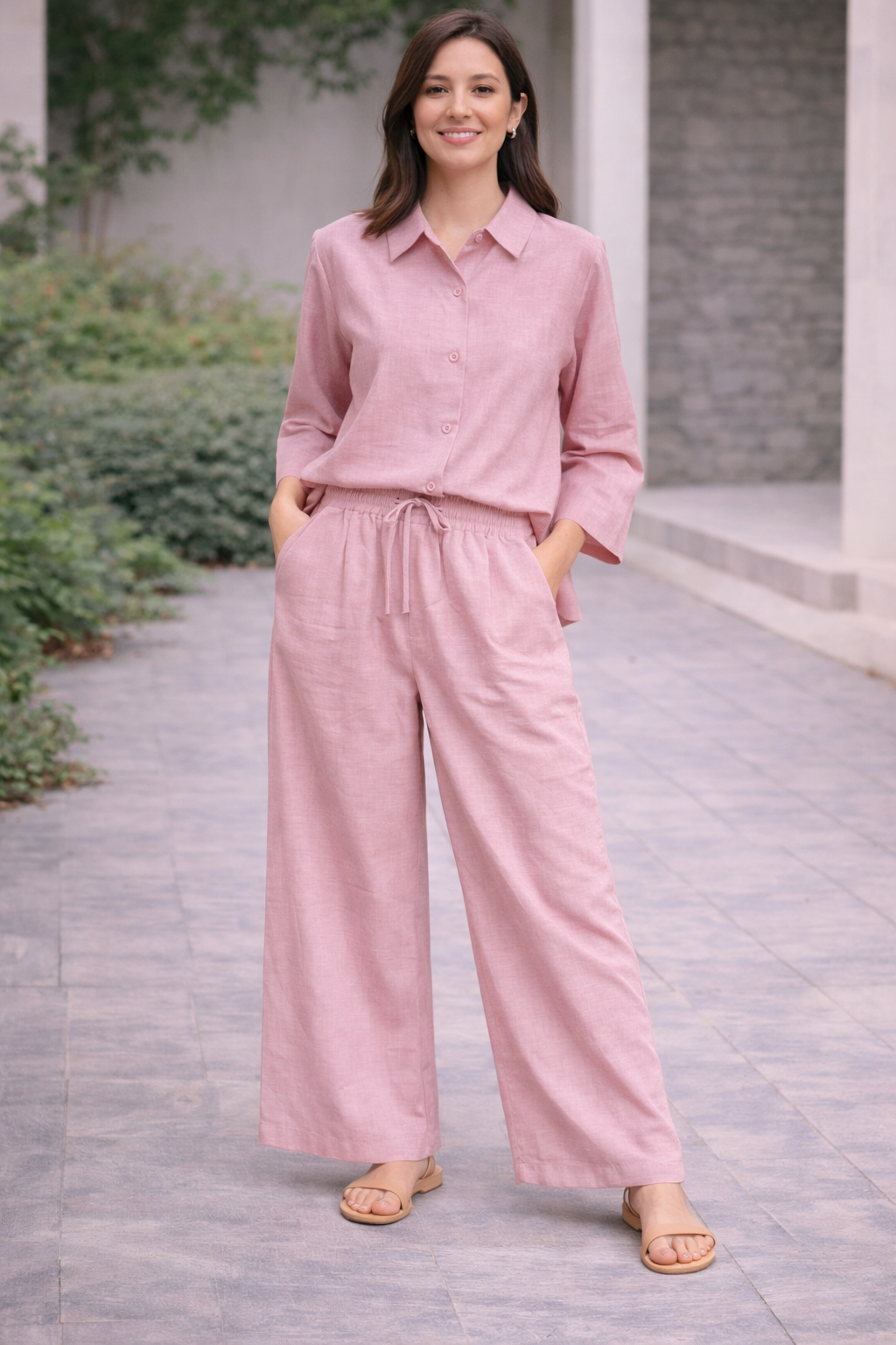 Pink Colour Shirt With Pant Set For Girls