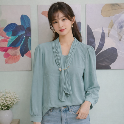 Long Hand Formal  Look With Broch For Women