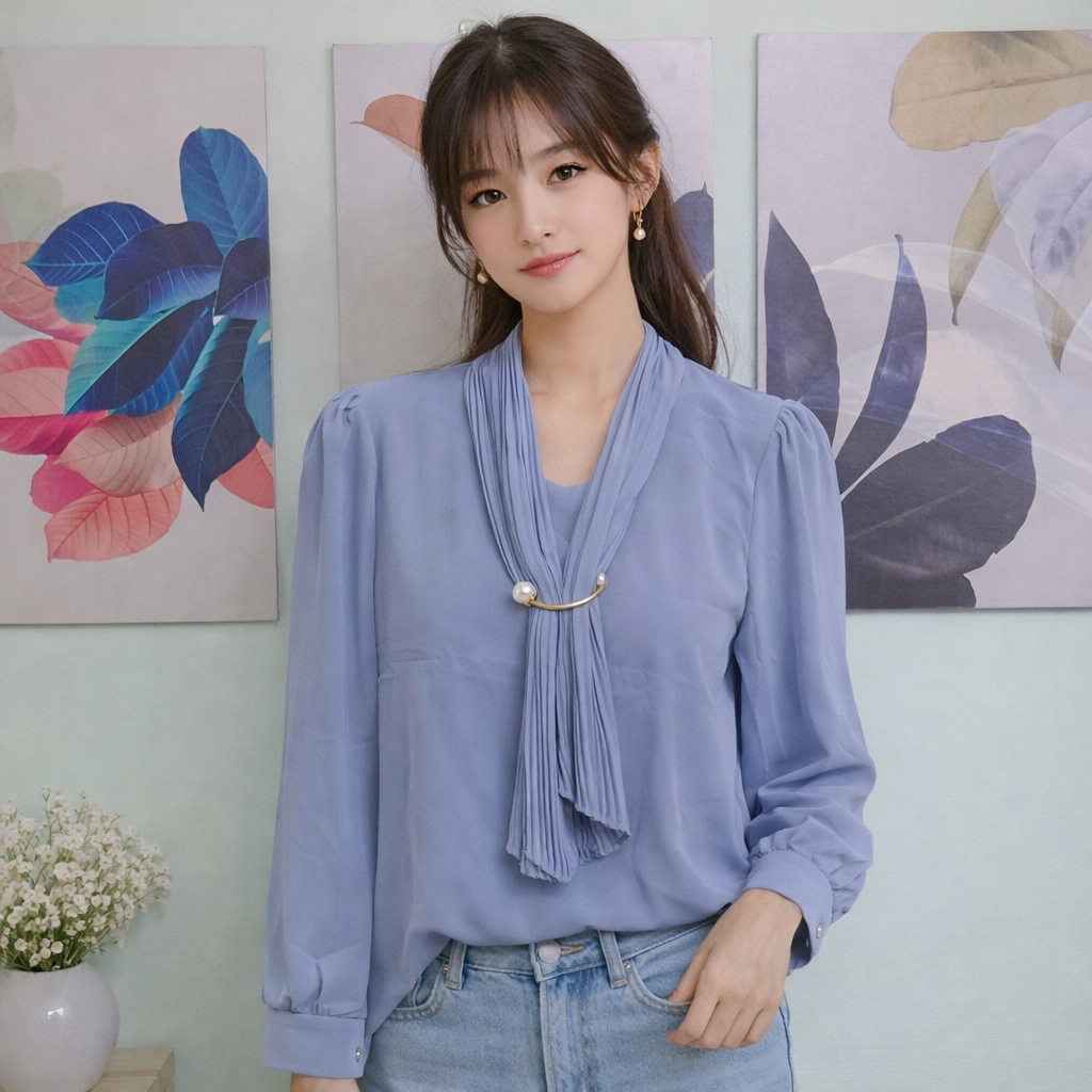 Long Hand Formal  Look With Broch For Women
