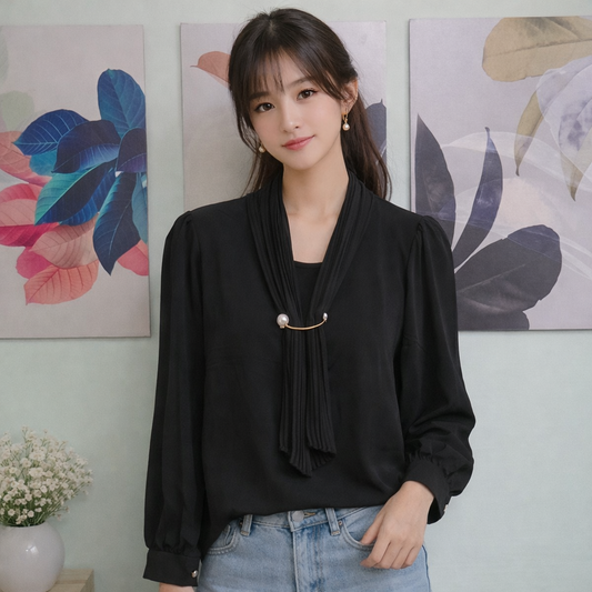 Long Hand Formal  Look With Broch For Women