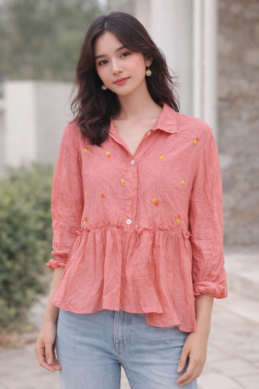 Flower Design Shirt For Girls