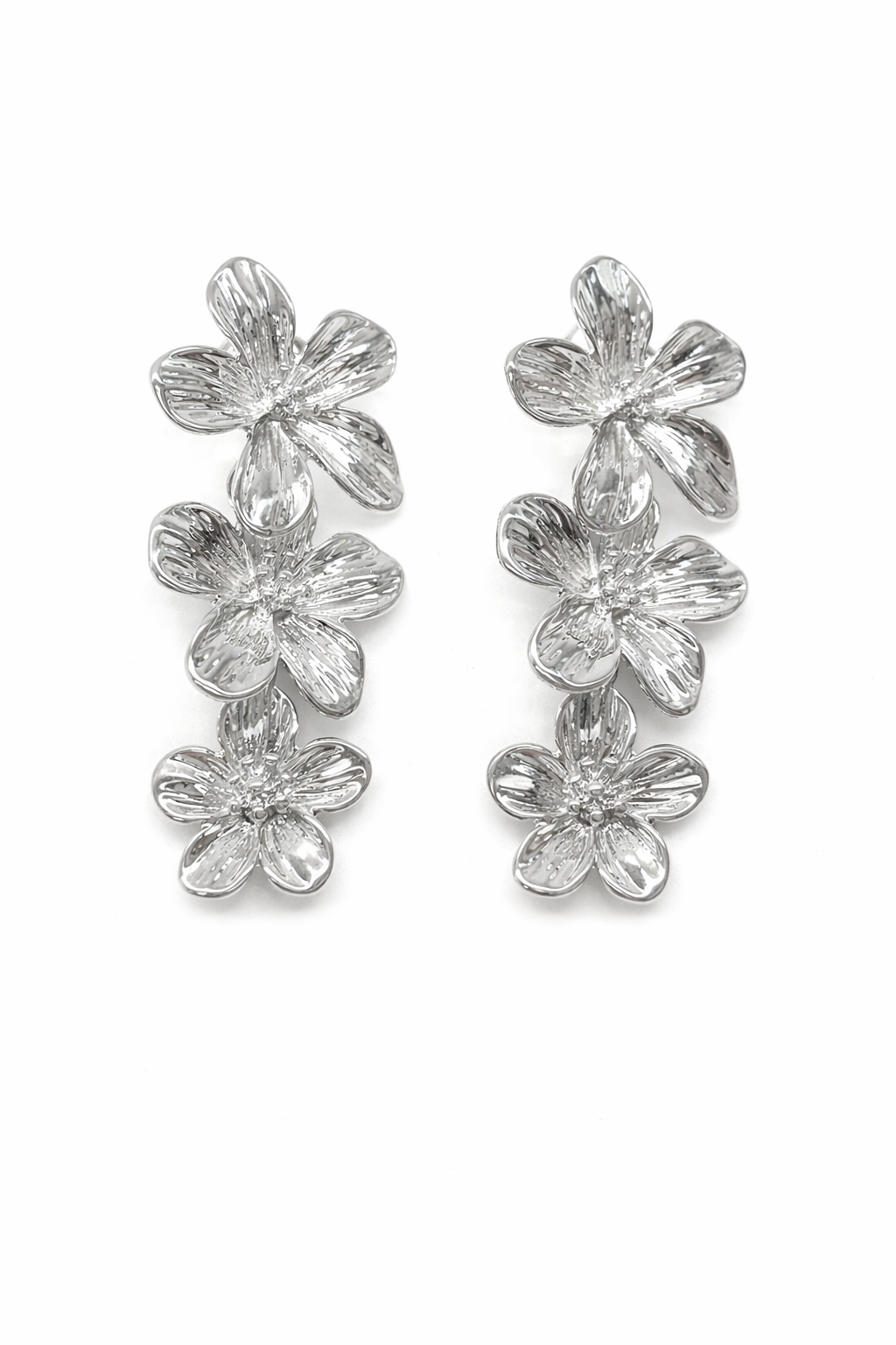Silver Bloom Cascade Earrings
