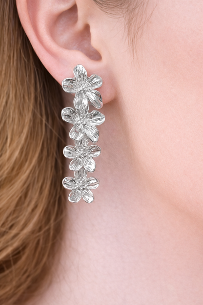 Silver Bloom Cascade Earrings