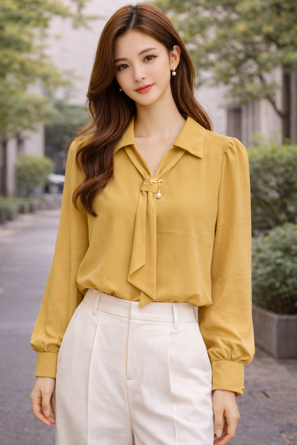 Long Hand Formal  Look With Zigzag Broch For Women