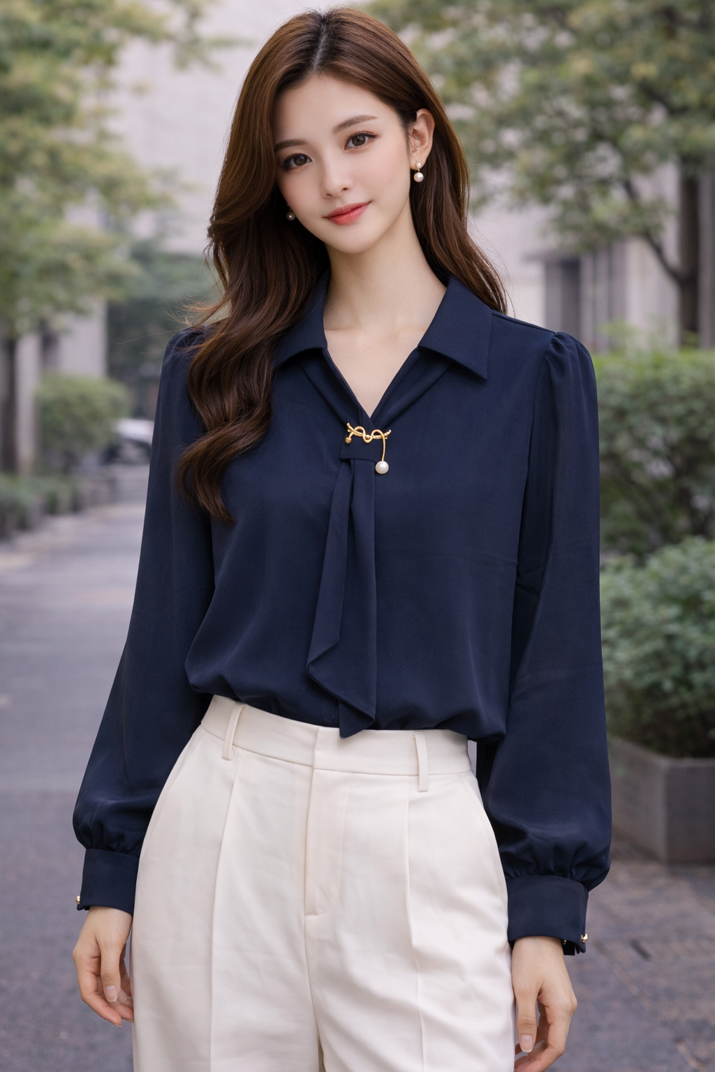 Long Hand Formal  Look With Zigzag Broch For Women