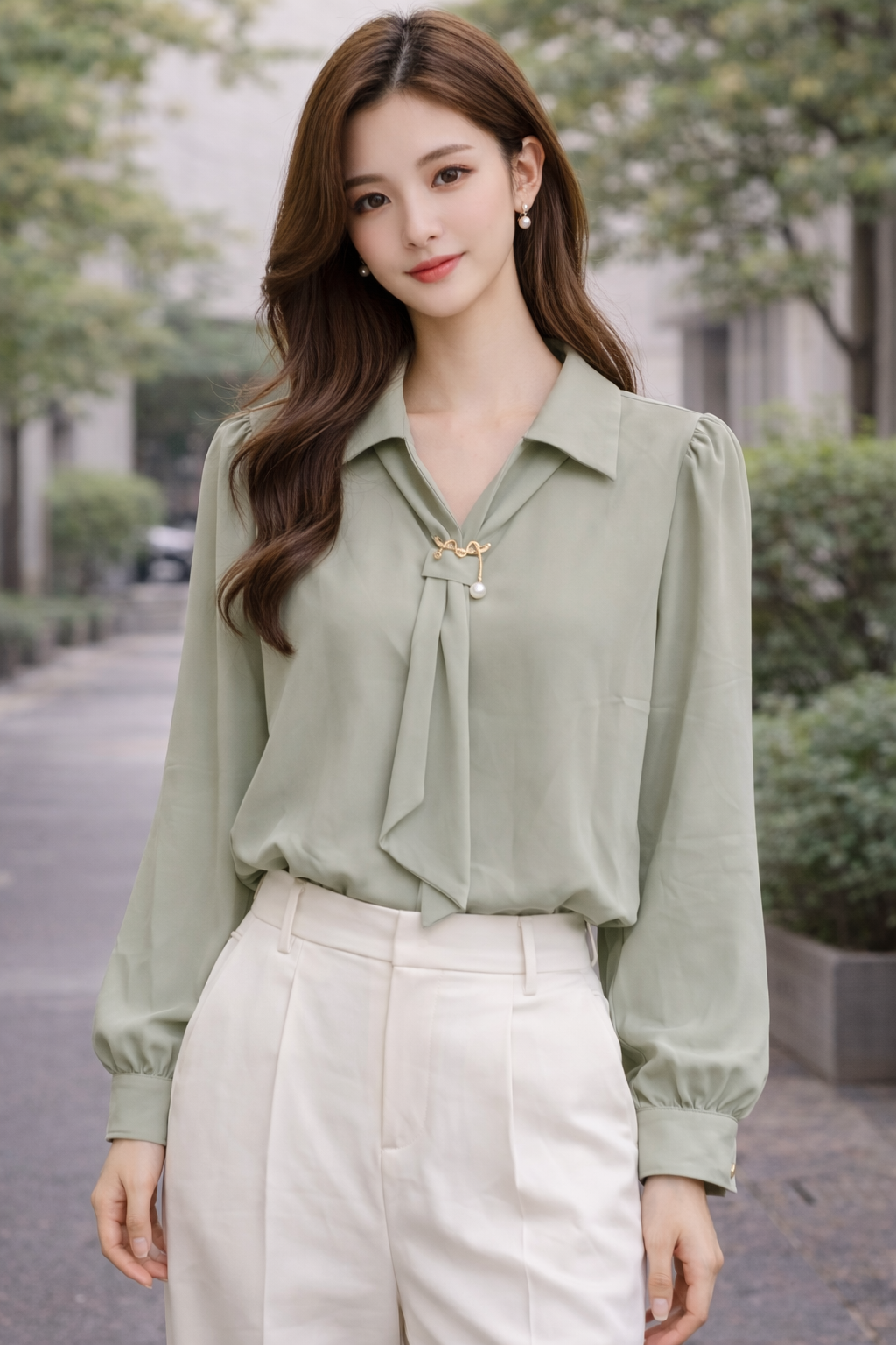Long Hand Formal  Look With Zigzag Broch For Women